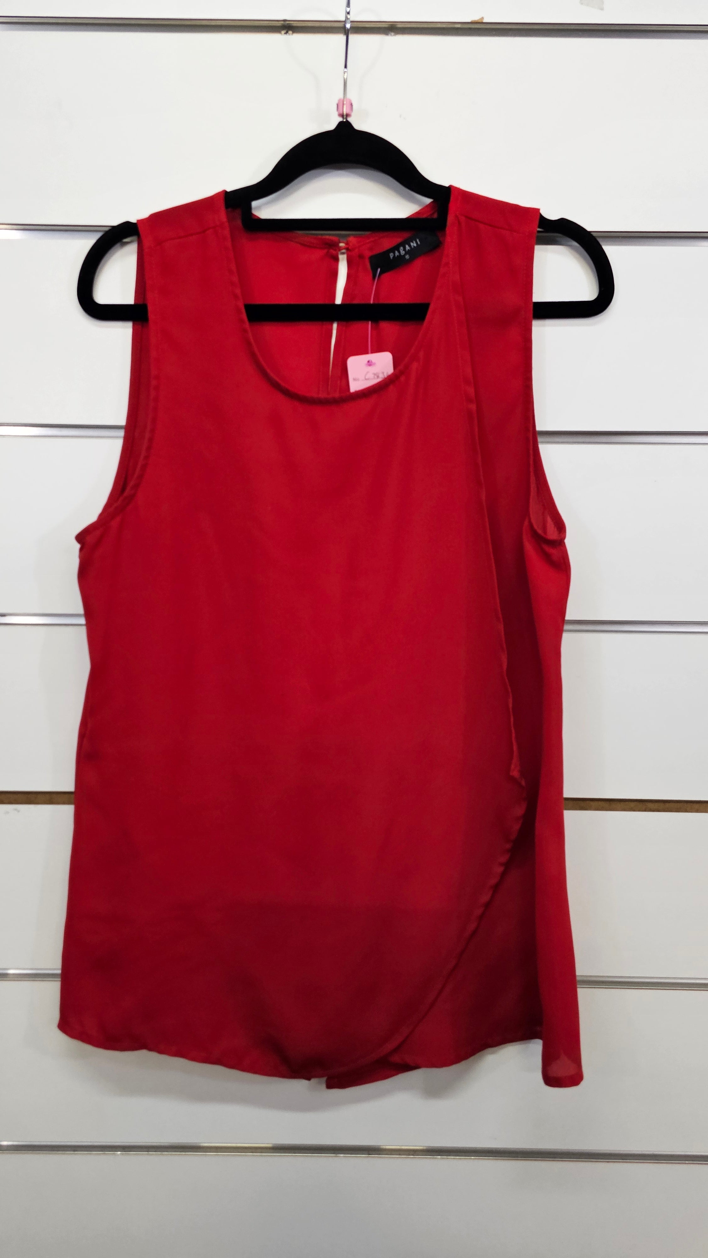 Pagani, Red, Sleeveless Chiffon Layer Front Top – 10