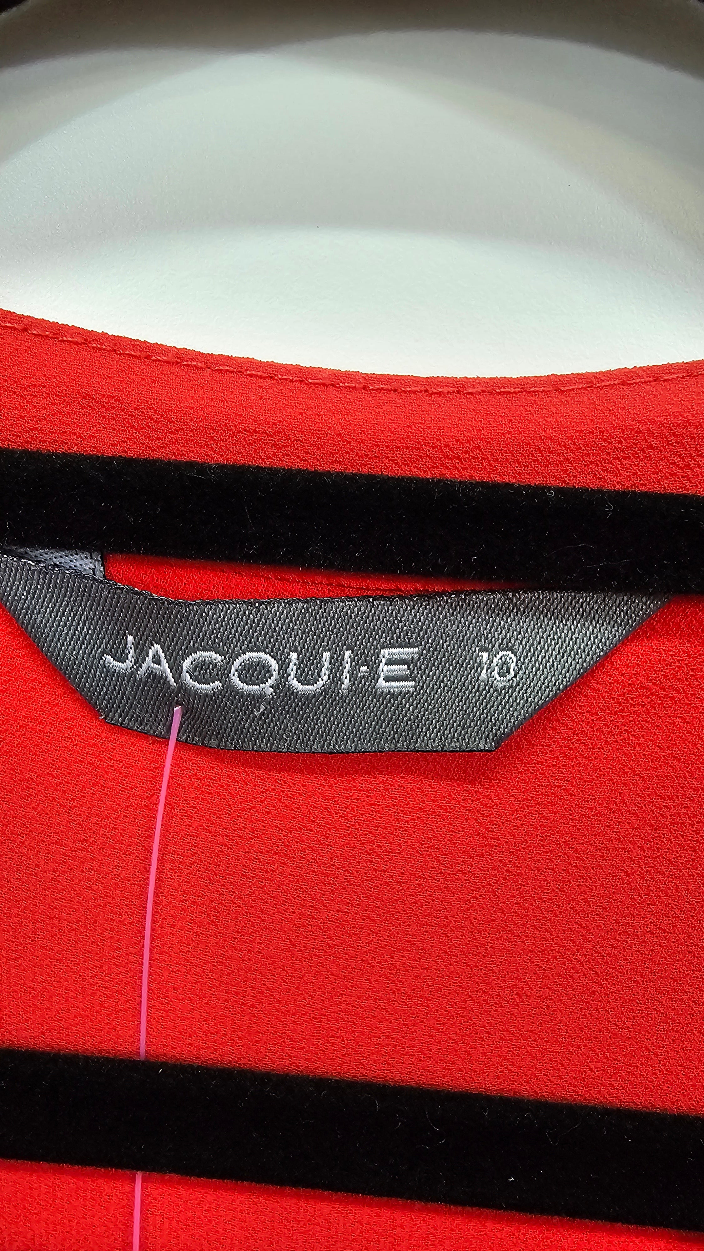 Jacqui E, Red, Chiffon Blouse with Pintuck Front & Cap Sleeves – 10