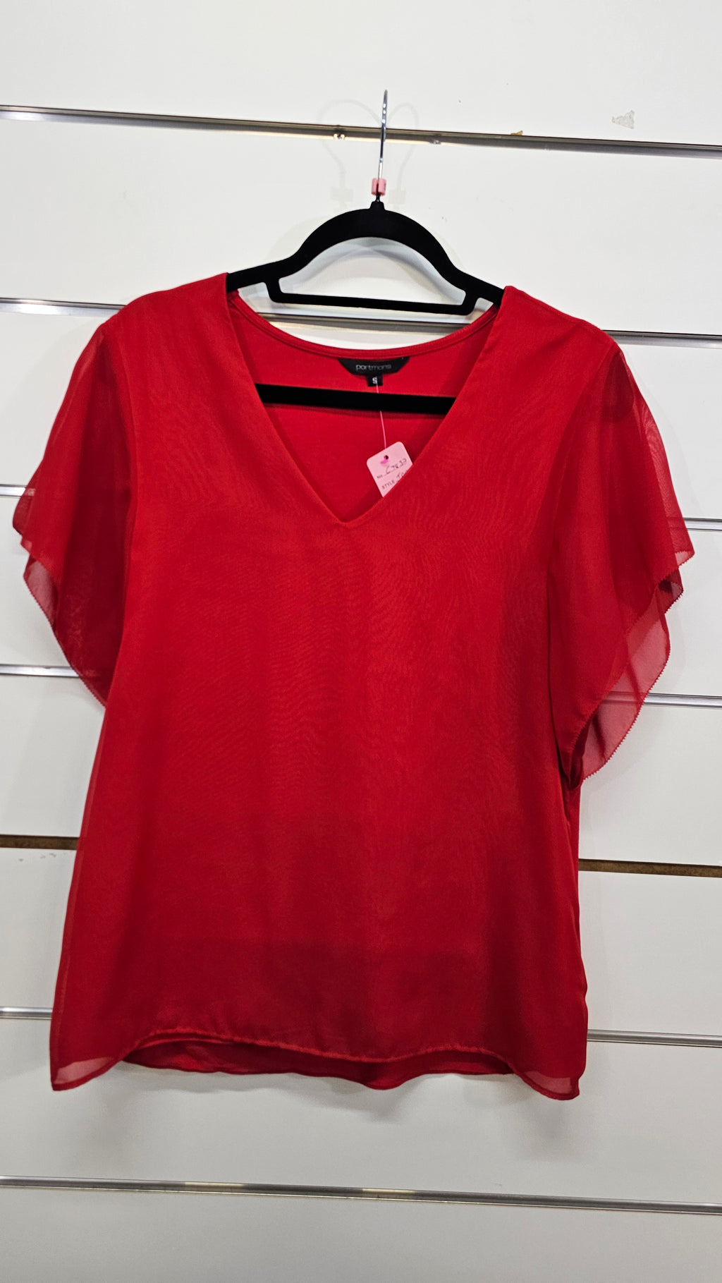 Portmans, Red, Chiffon Short Sleeve Top – S