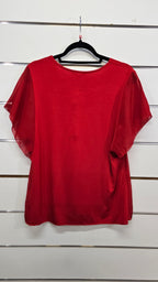 Portmans, Red, Chiffon Short Sleeve Top – S