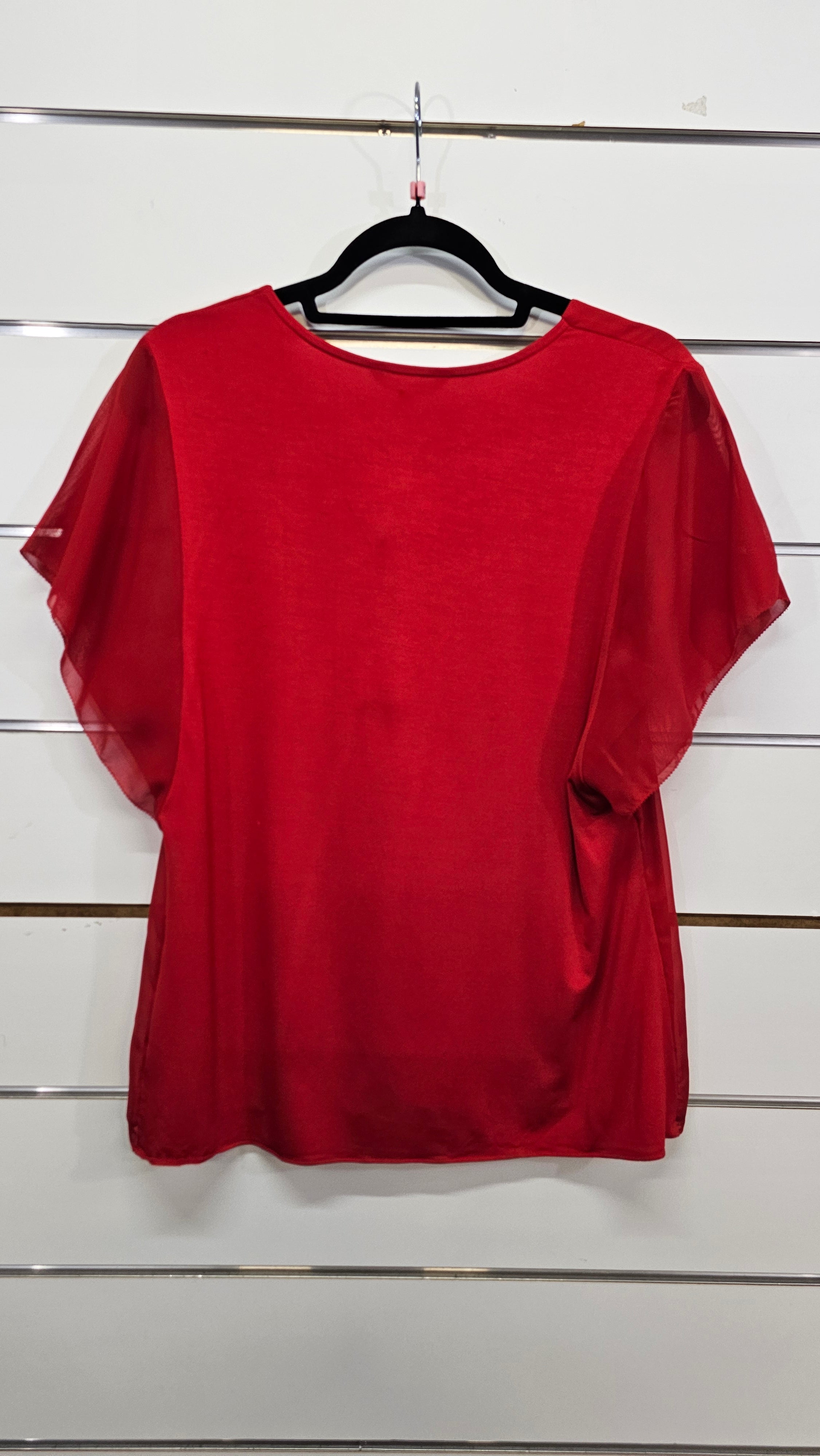 Portmans, Red, Chiffon Short Sleeve Top – S