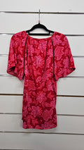 Just Jeans, Red/Pink Floral, Short Sleeve Top with Neck Tie – 10