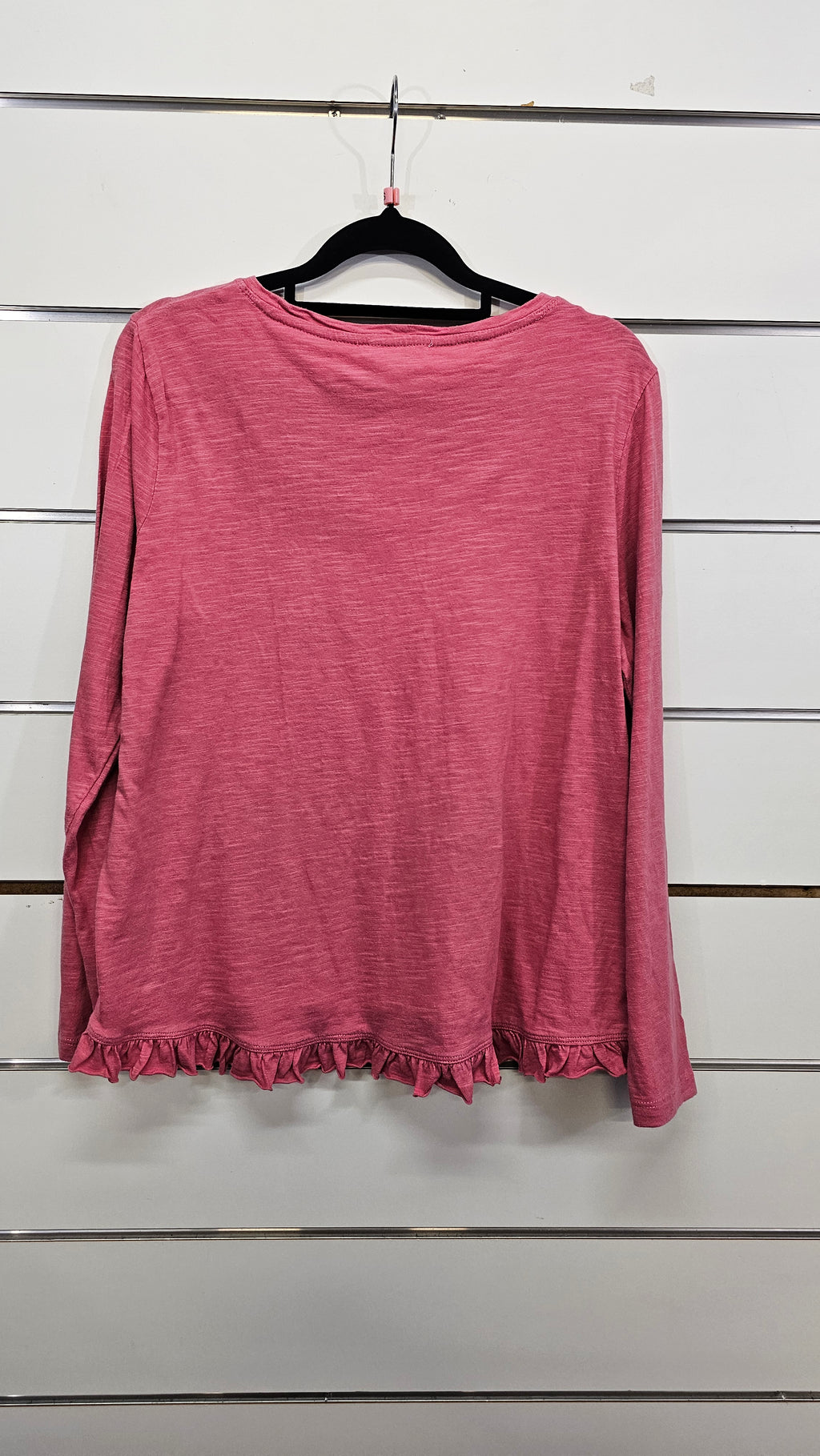 Jump, Raspberry, Long Sleeve Cotton Top with Frill Bottom – S-M