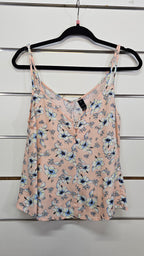 Factorie, Salmon Floral, Singlet Top with Shoestring Straps – S