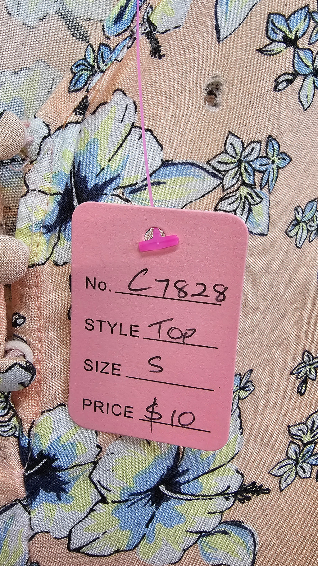Factorie, Salmon Floral, Singlet Top with Shoestring Straps – S