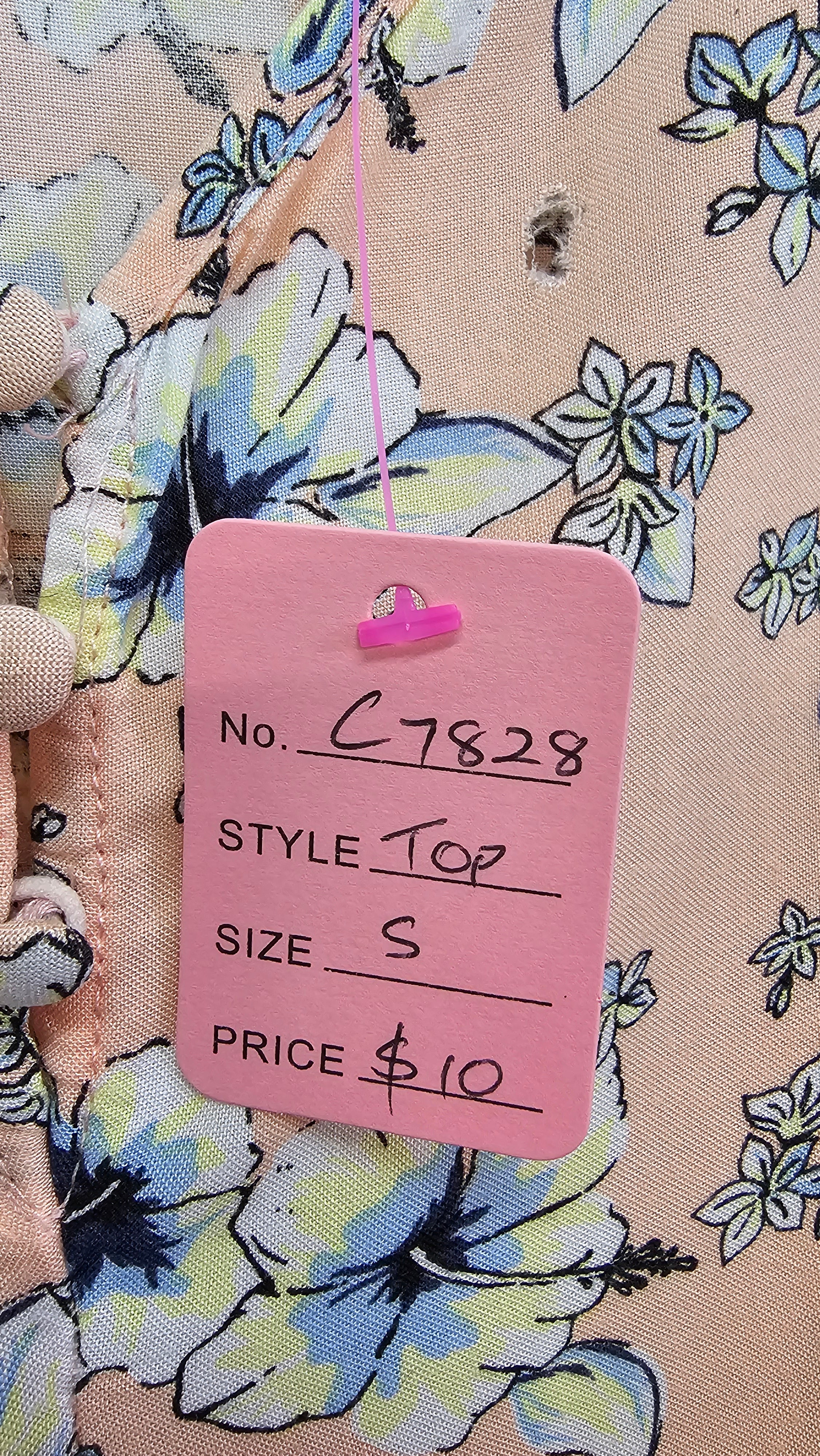 Factorie, Salmon Floral, Singlet Top with Shoestring Straps – S