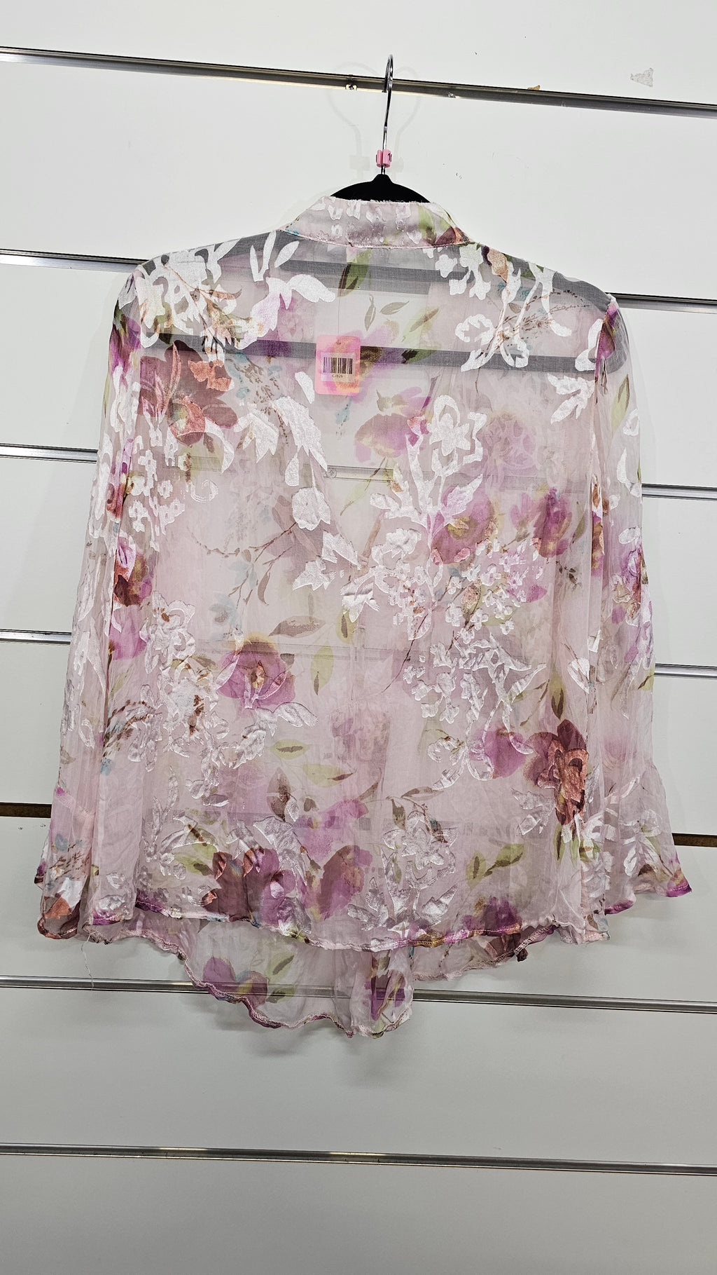 Aurora, Pink/Cream Floral, Long Sleeve Floral Blouse with Mandarin Collar – 10