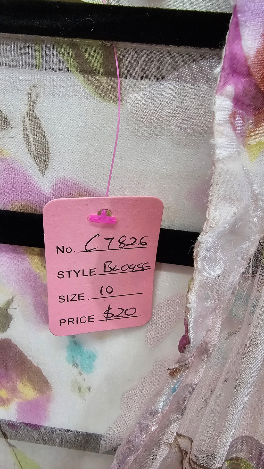 Aurora, Pink/Cream Floral, Long Sleeve Floral Blouse with Mandarin Collar – 10