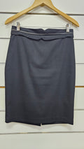 Portmans, Black, Pencil Skirt with Leather Trim – 10