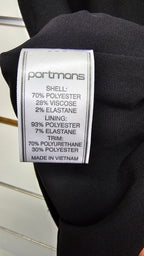 Portmans, Black, Pencil Skirt with Leather Trim – 10