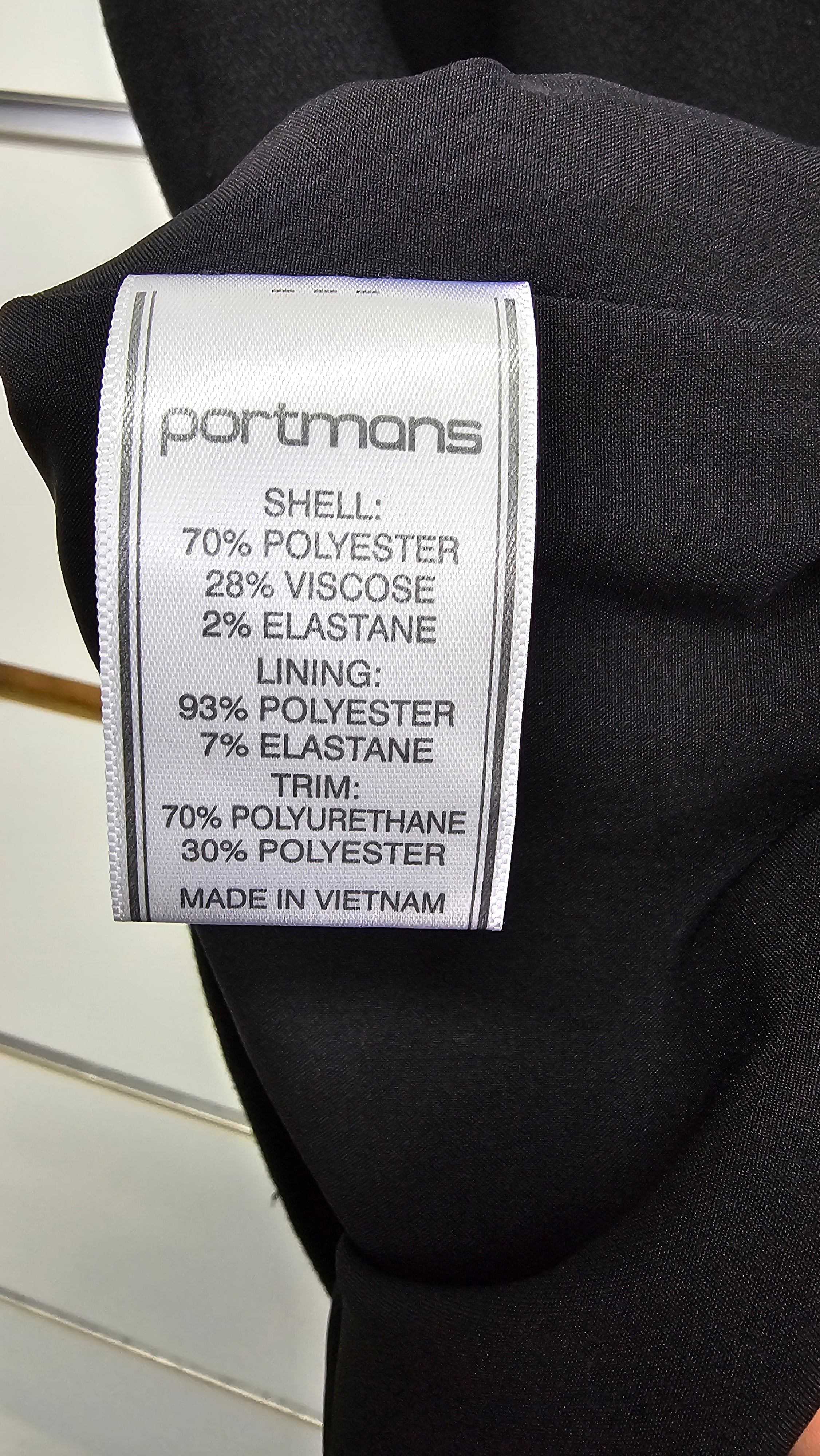 Portmans, Black, Pencil Skirt with Leather Trim – 10