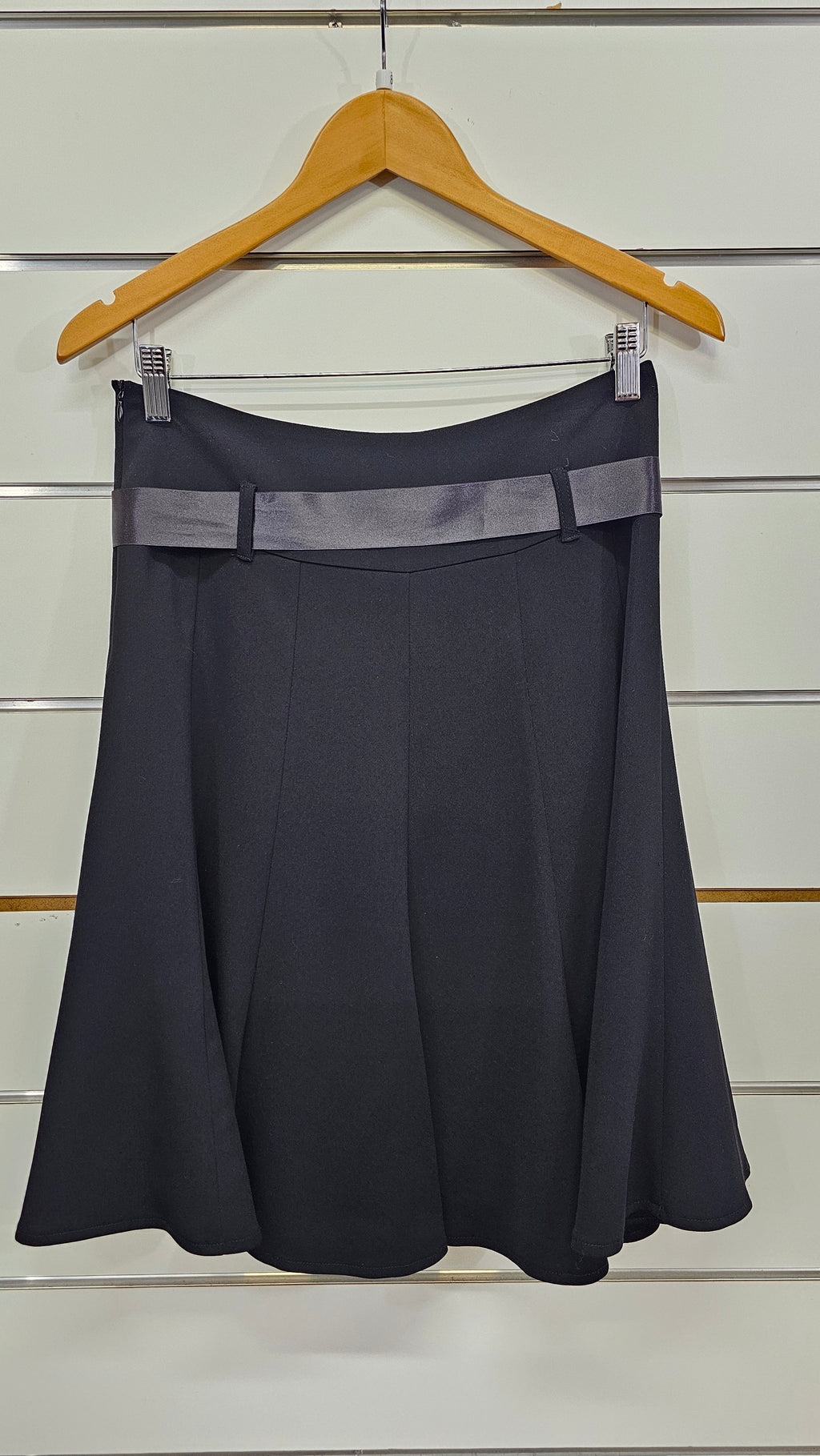 Portmans, Black, Panelled Flared Skirt with Ribbon Tie – 8