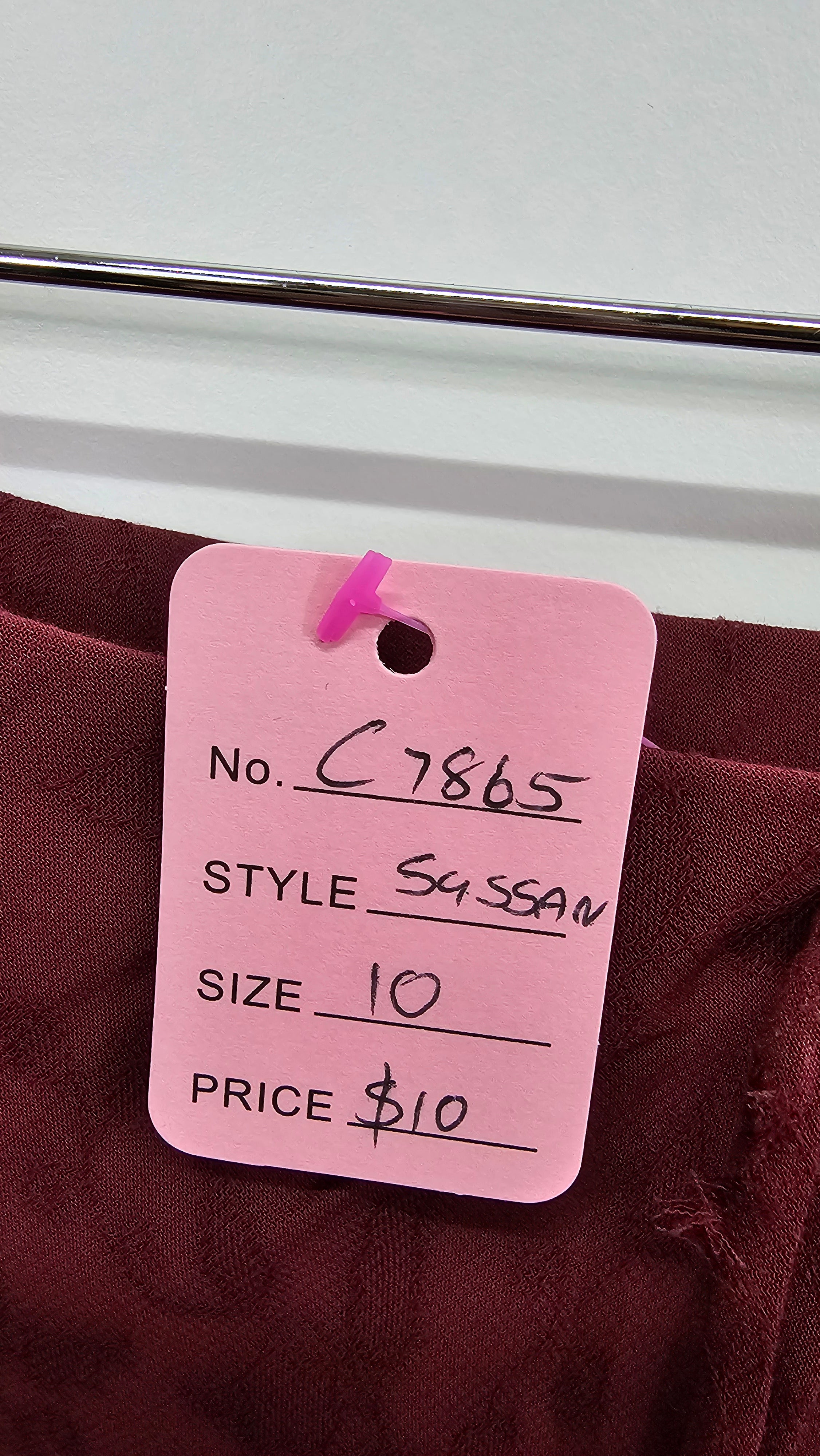 Sussan, Burgundy, Fully Lined Chiffon Floral Skirt – 10