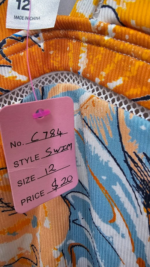 Anko White/Blue/Orange Swimsuit -12