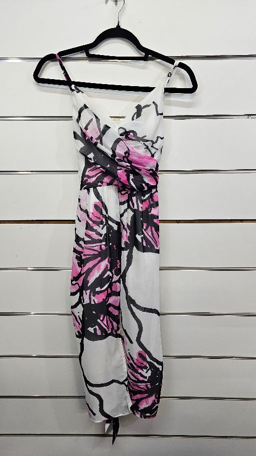 Pink/White Long Summer Dress - 8-10