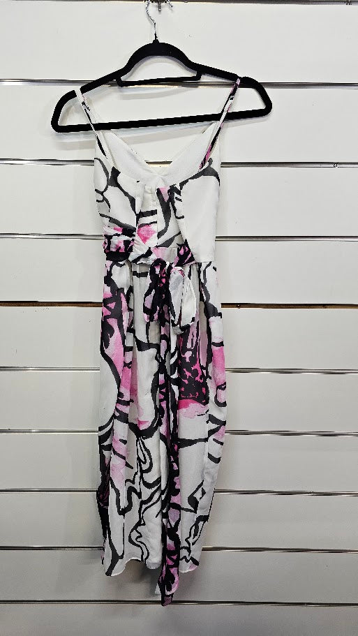 Pink/White Long Summer Dress - 8-10