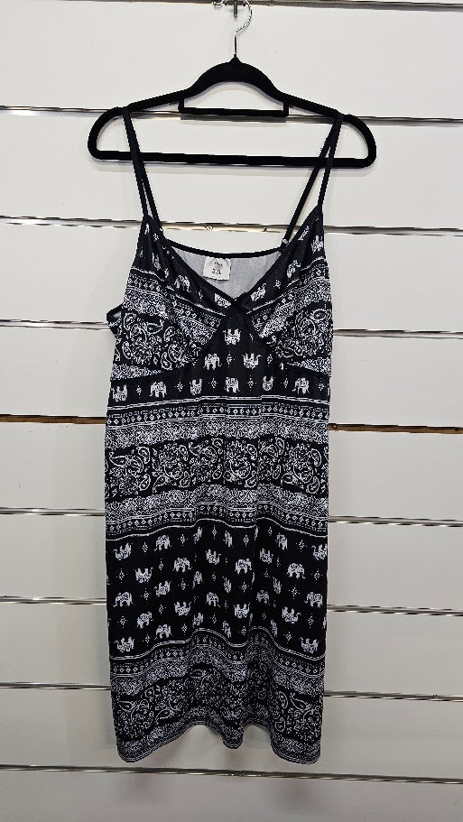 H&H Black Nightie With Elephants -2XL