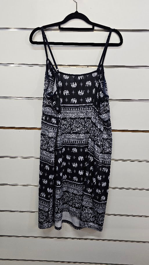 H&H Black Nightie With Elephants -2XL