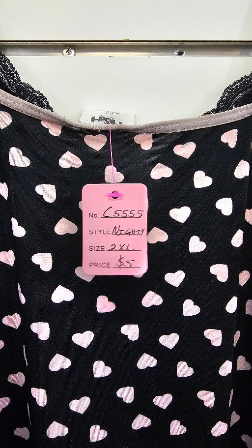 H&H Black/Pink Strap Nightie - 2XL