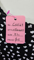 Class Black Nightie With Hearts -XL