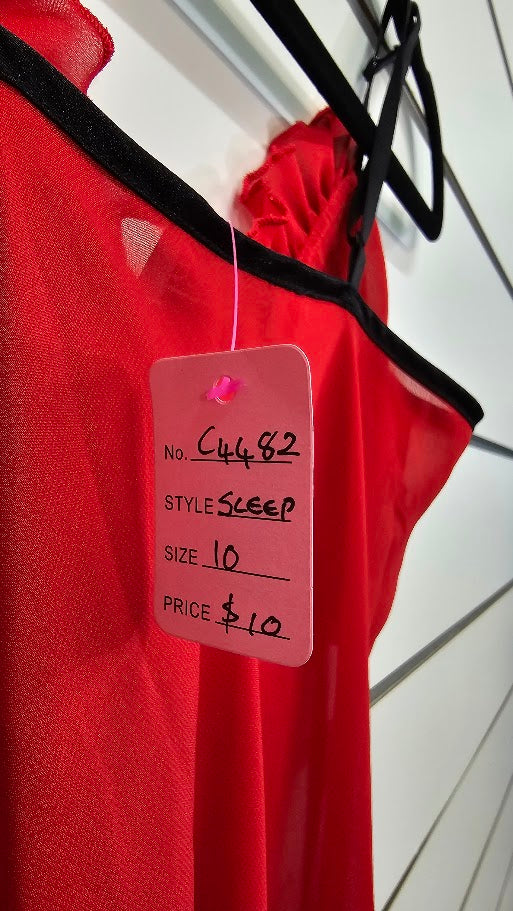 Essence Red Nightie Black Lace - 10