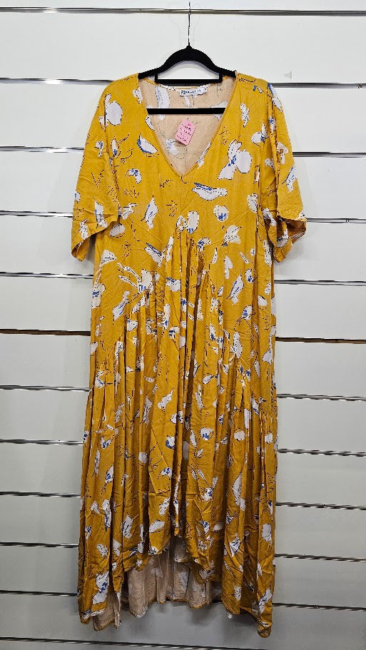PQ Collection Mustard Floral Dress - XL