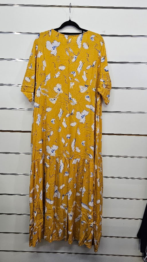 PQ Collection Mustard Floral Dress - XL