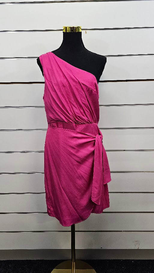 Hot Pink One Shoulder Dress -14