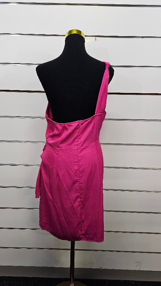 Hot Pink One Shoulder Dress -14