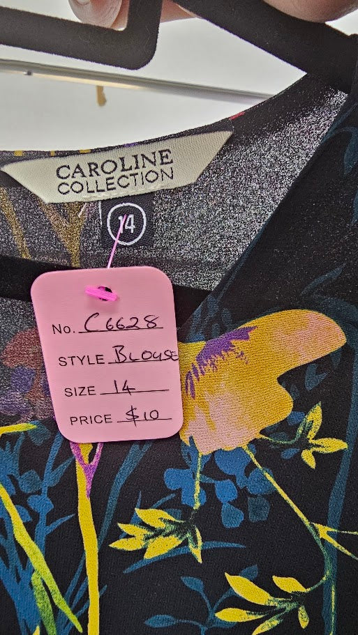 Caroline Collection Floral Blouse - 14