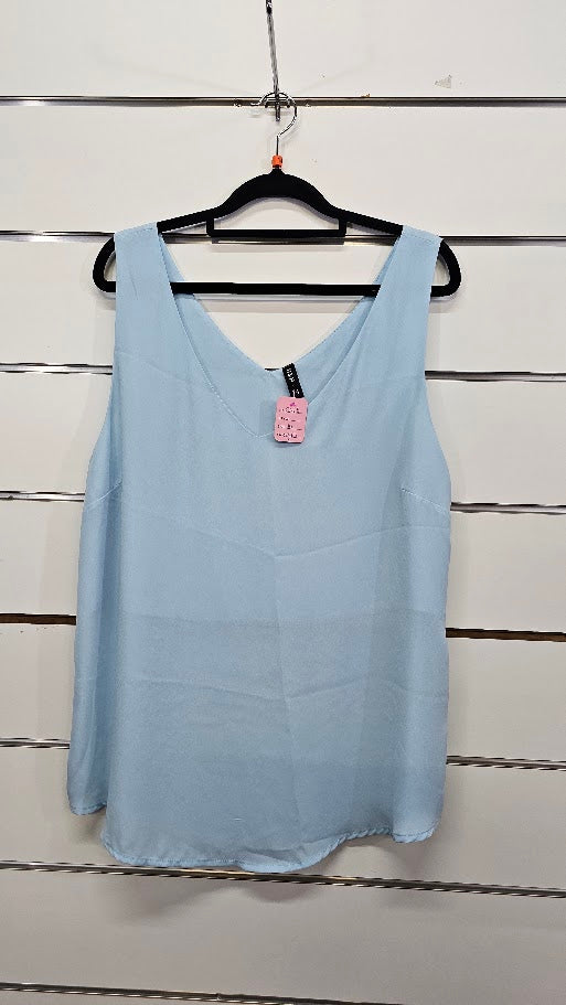 H&H V-Neck Chiffon Blue Blouse - 14