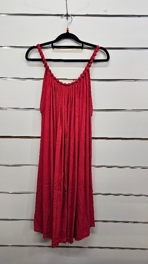 Red Cotton Beaded Strap Singlet - 14