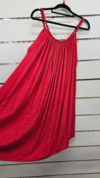 Red Cotton Beaded Strap Singlet - 14