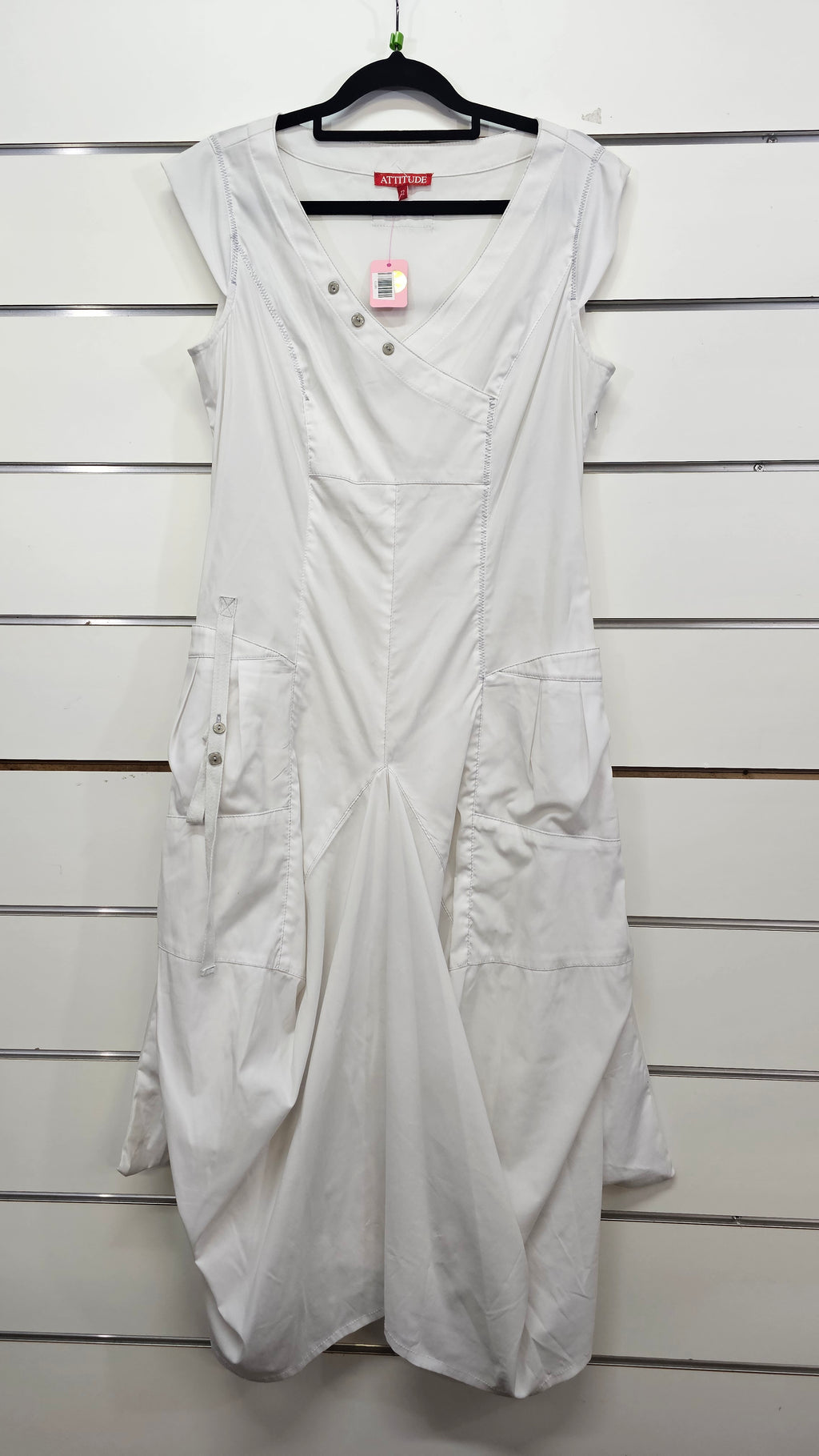 Attitude, White, Dress with Pockets – 12