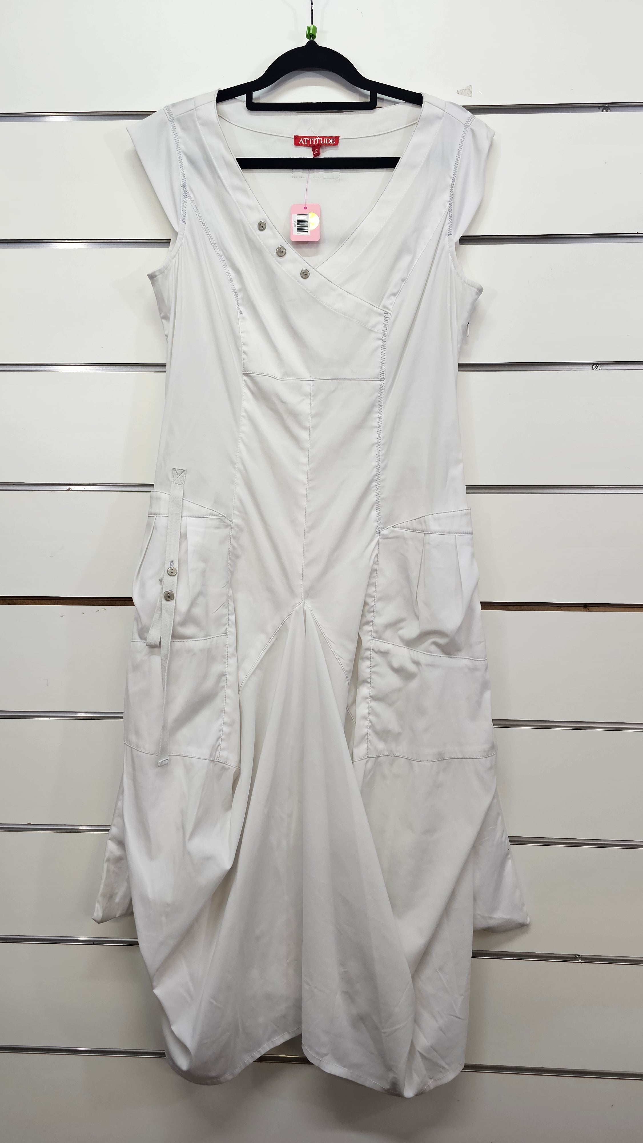 Attitude, White, Dress with Pockets – 12
