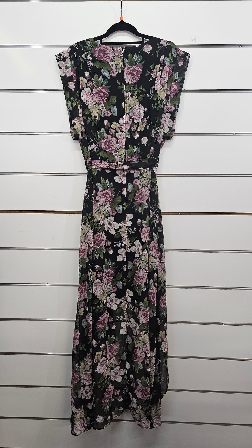 Pagani, Purple/Black Floral, Asymmetrical Wrap Dress – 14