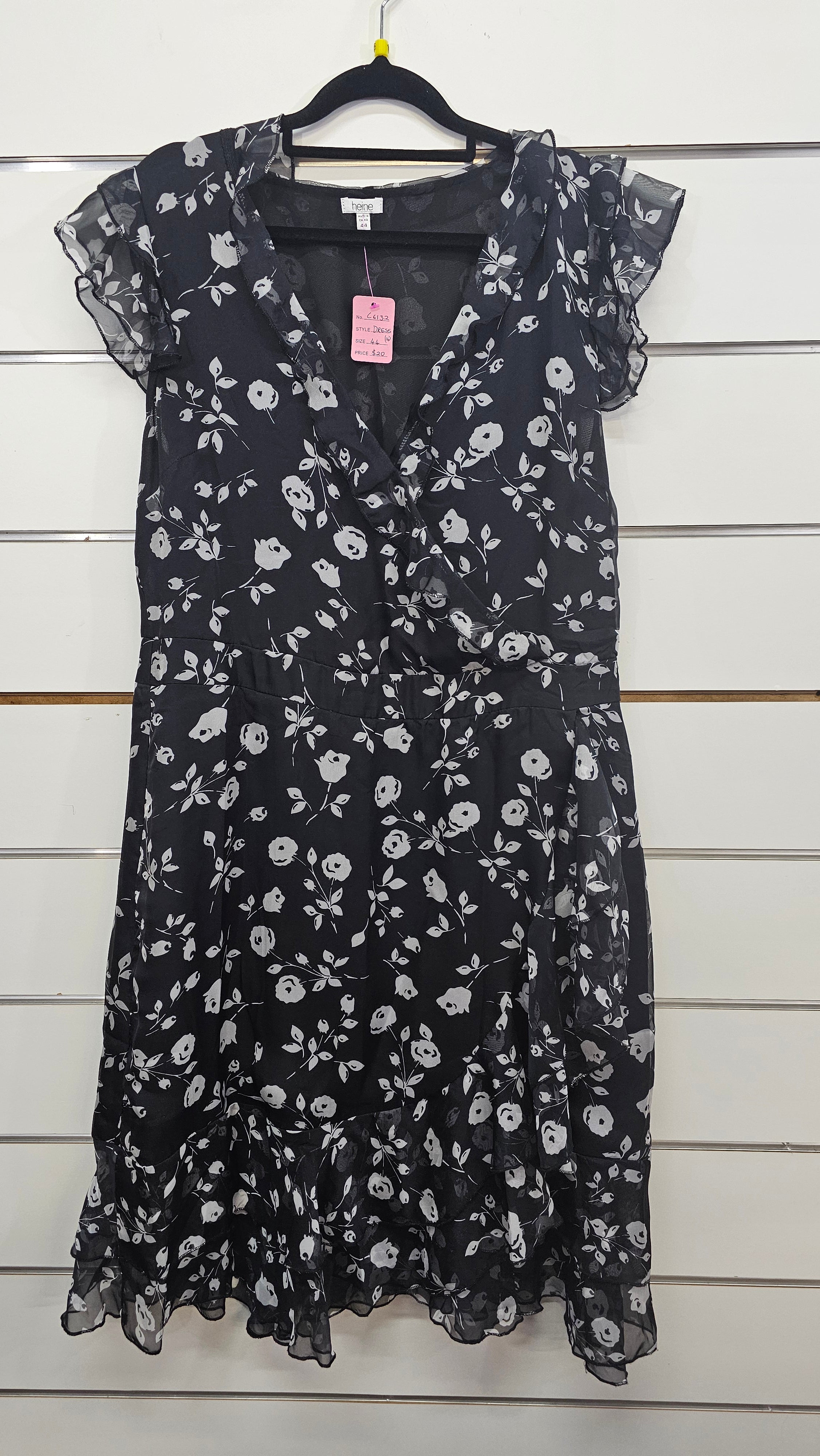 Heine Black/White Chiffon Dress - 44