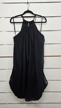 Buttons and Bows Black Chiffon Layered Short Dress - XL
