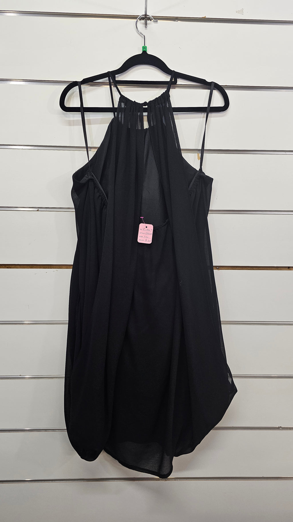 Buttons and Bows Black Chiffon Layered Short Dress - XL