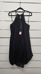 Buttons and Bows Black Chiffon Layered Short Dress - XL