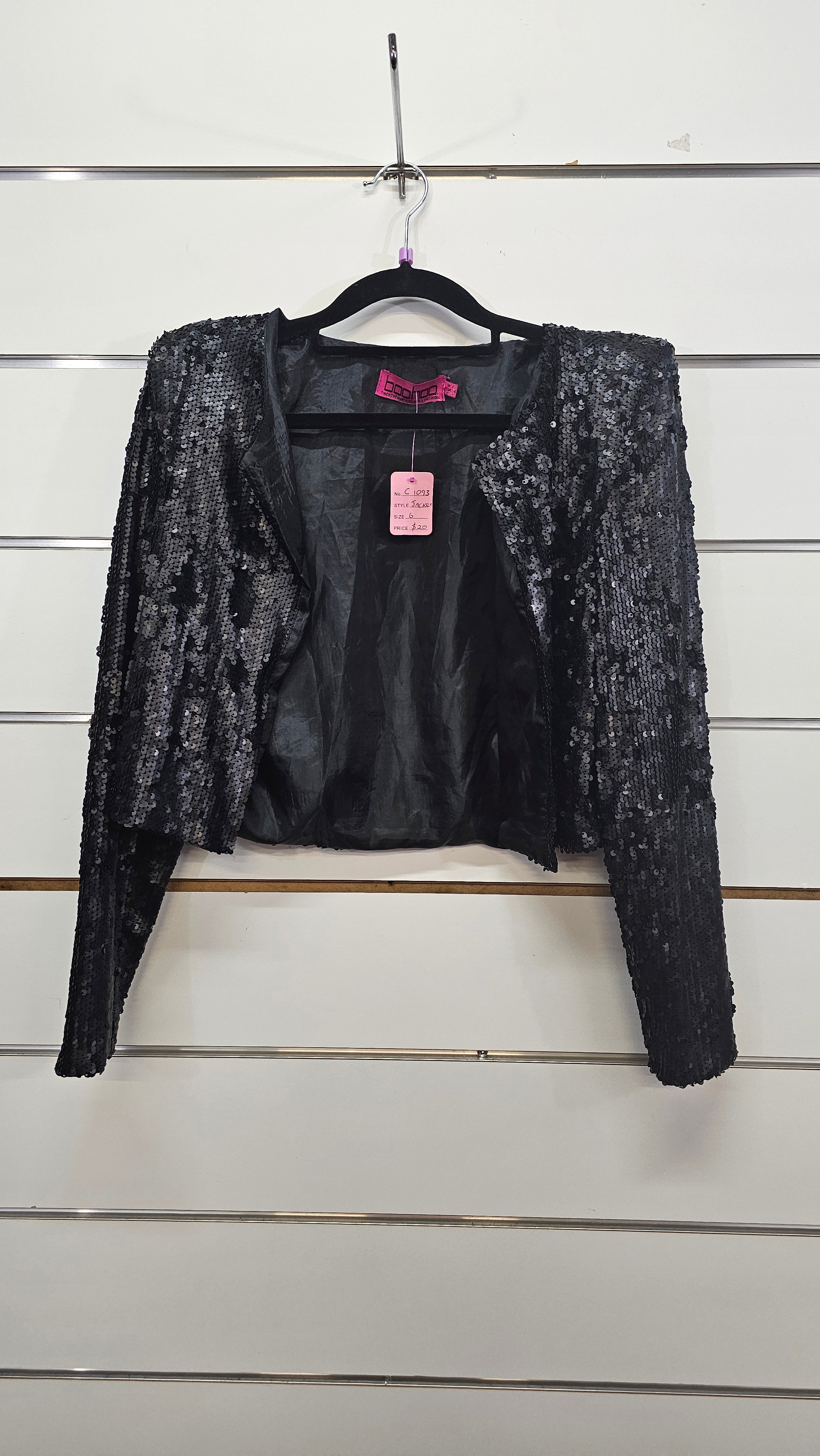 Boohoo Black Sequined Jacket - 6