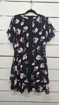 Pagani Black Floral Short Sleeve Short Dress - 10