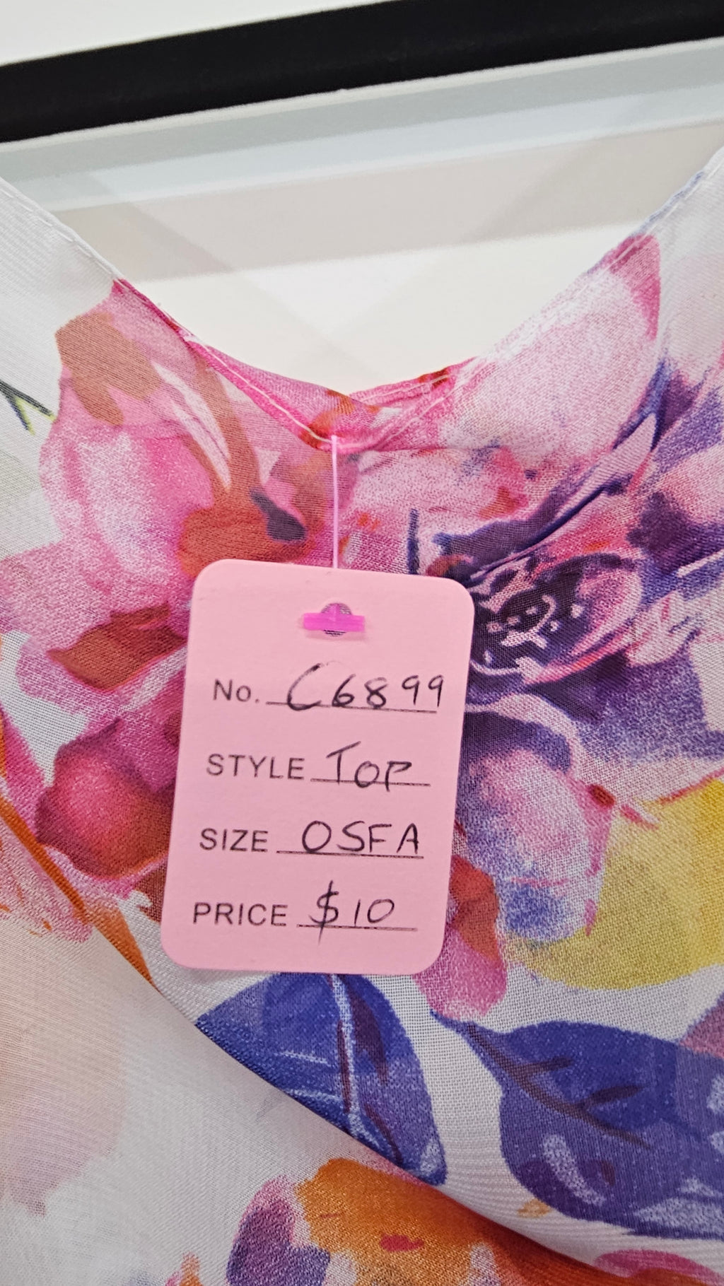 Multi Floral Chiffon Button-Shoulder Top - OSFA