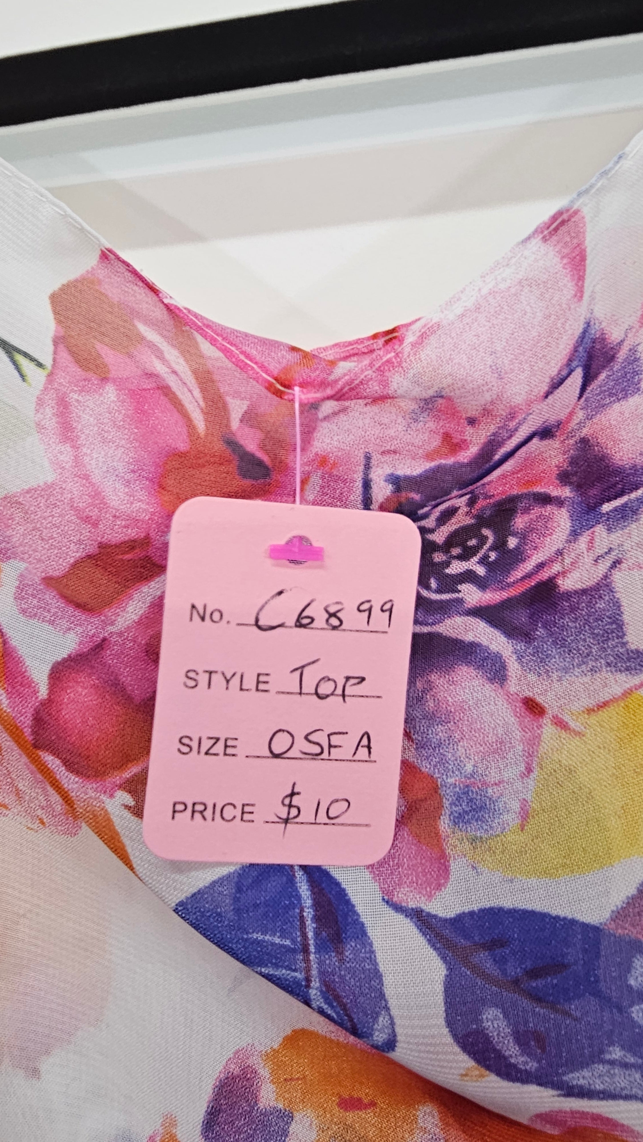 Multi Floral Chiffon Button-Shoulder Top - OSFA