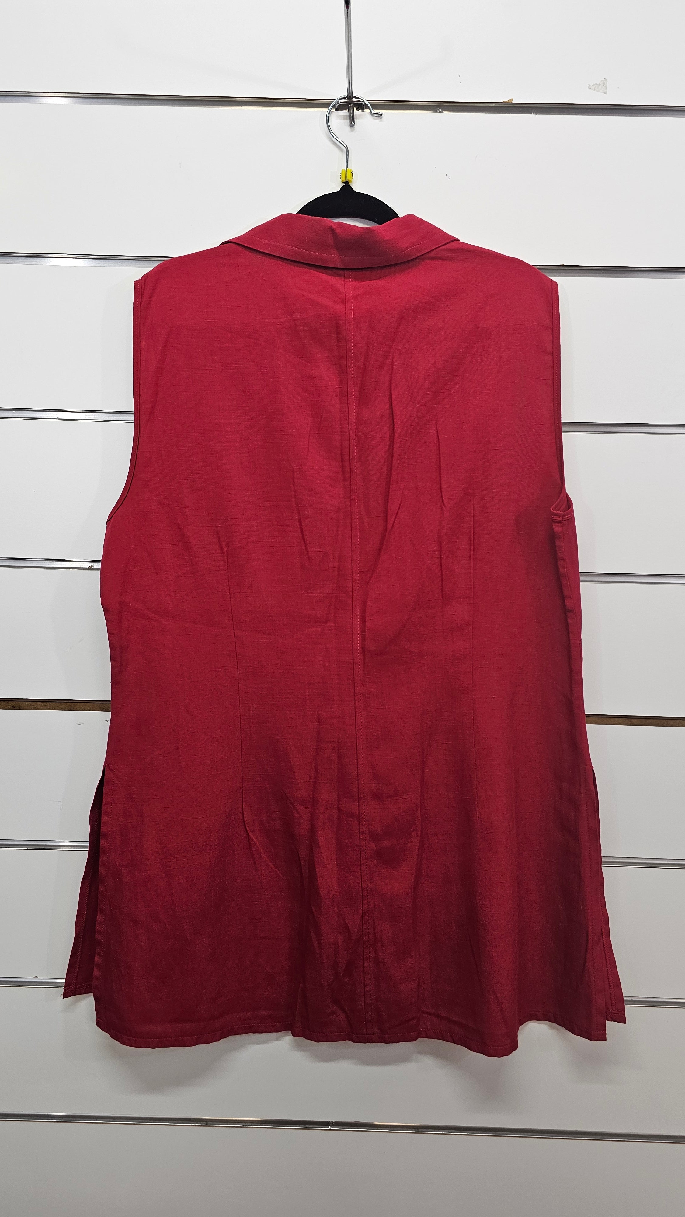 Staxs Red Sleeveless Zip Top - 16