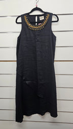 Island Shop Black Dress with Brown Beaded Neckline - 10