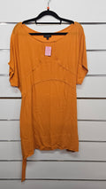Mild-red Orange Short Sleeve Top - 14