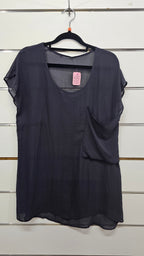 Dark Grey Short Sleeve Chiffon Top