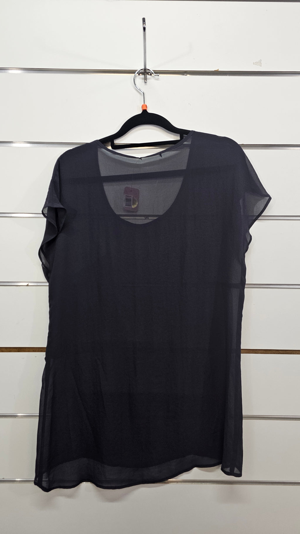 Dark Grey Short Sleeve Chiffon Top