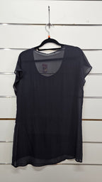 Dark Grey Short Sleeve Chiffon Top
